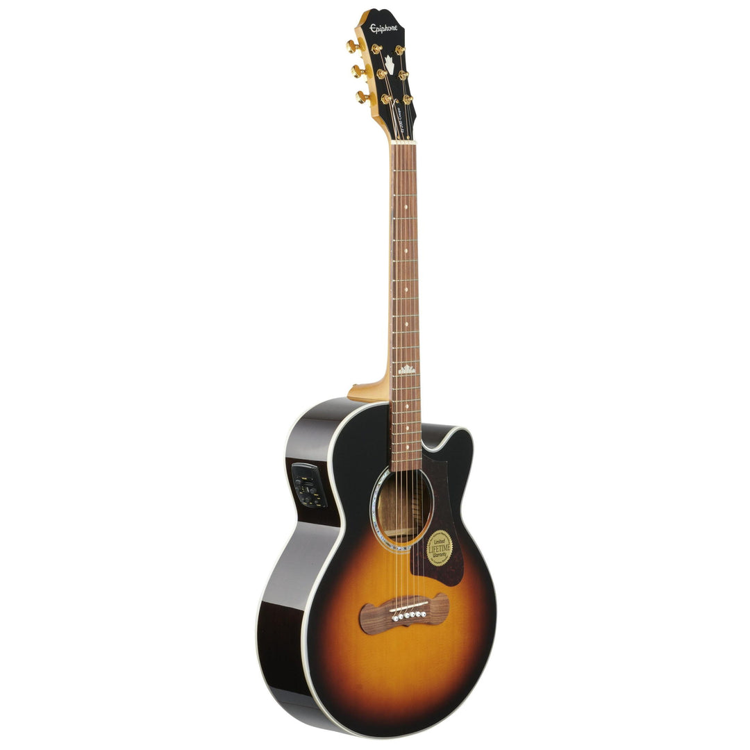 Epiphone J-200 EC Studio Parlor Acoustic-Electric Guitar, Vintage Sunburst