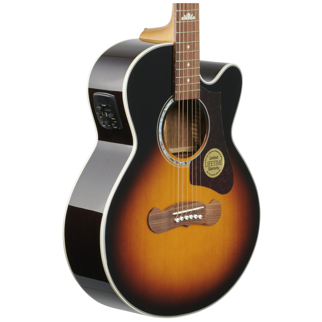 Epiphone J-200 EC Studio Parlor Acoustic-Electric Guitar, Vintage Sunburst