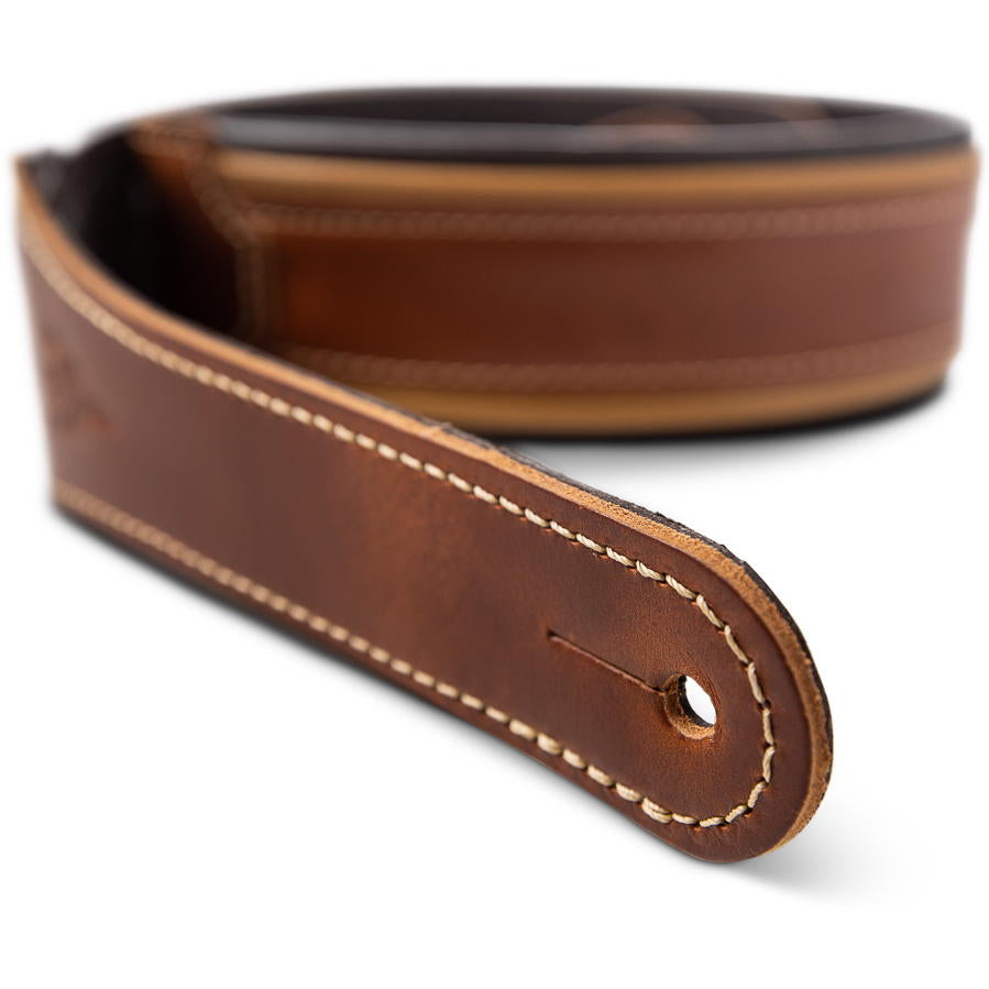 Taylor Century Leather 2.5" Medium Brown/Butterscotch/Black Guitar Strap