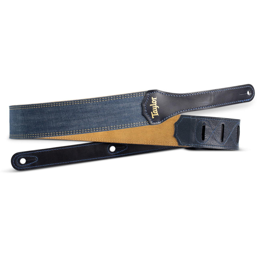 Taylor Blue Denim 2 Inch Gold Logo Guitar Strap