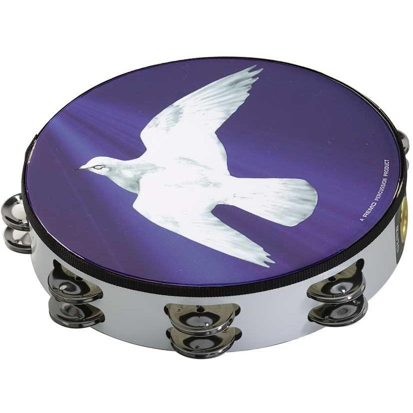 Remo Religious Tambourine (Double Row), Dove, TA-9210-18, 10 Inch