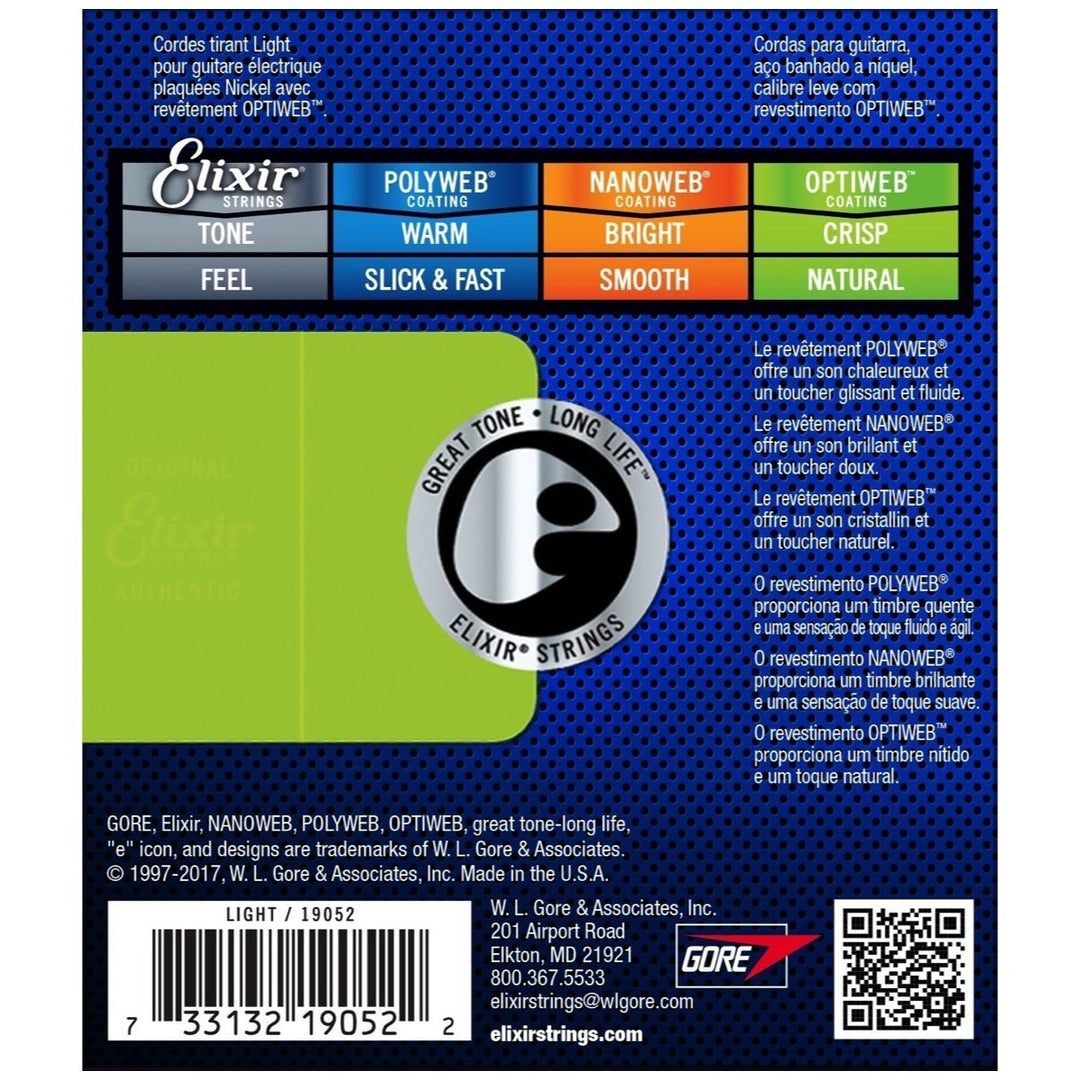 Elixir OptiWeb Electric Guitar Strings, 19052, Light