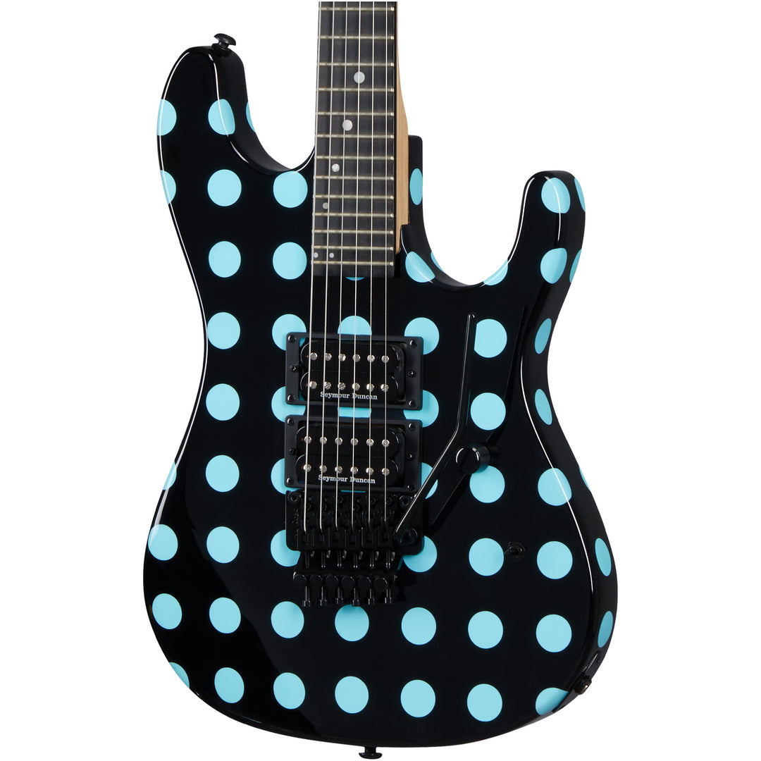 Kramer Nightswan Electric Guitar, Black with Blue Polka Dots