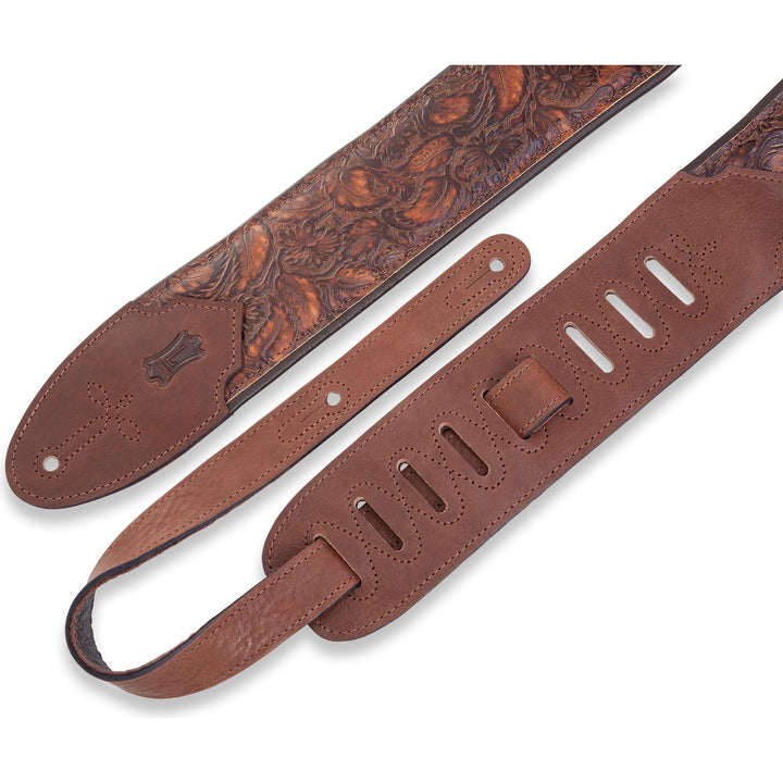 Levy's 3 Inch Wide Embossed Leather Guitar Strap, Whiskey, M4WP-006