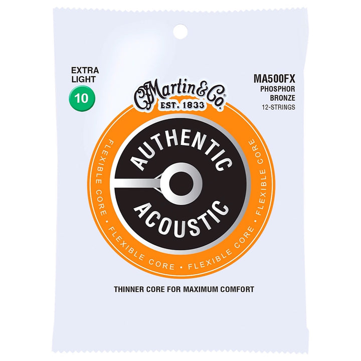 Martin MA500FX Authentic Acoustic Flexible Core 12-String Phosphor Bronze Light Guitar Strings