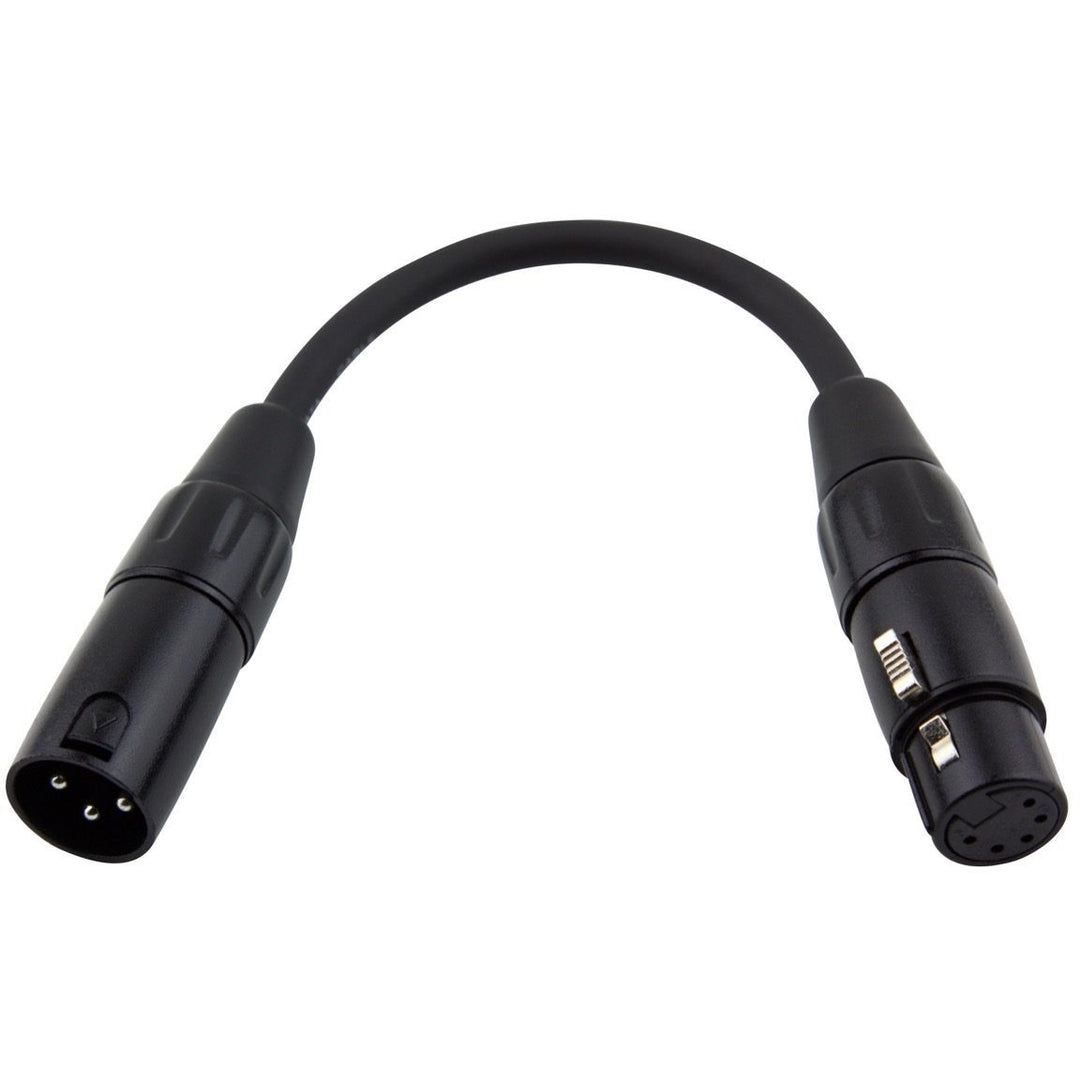 Pig Hog DMX 5-Pin to 3-Pin XLR Adaptor Cable, 6 Inch, DMX Female to XLR Male