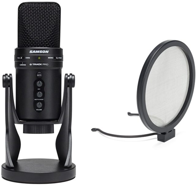 Samson G-Track Pro Studio USB Condenser Microphone, with \tSamson GTPBF1 Pop Filter