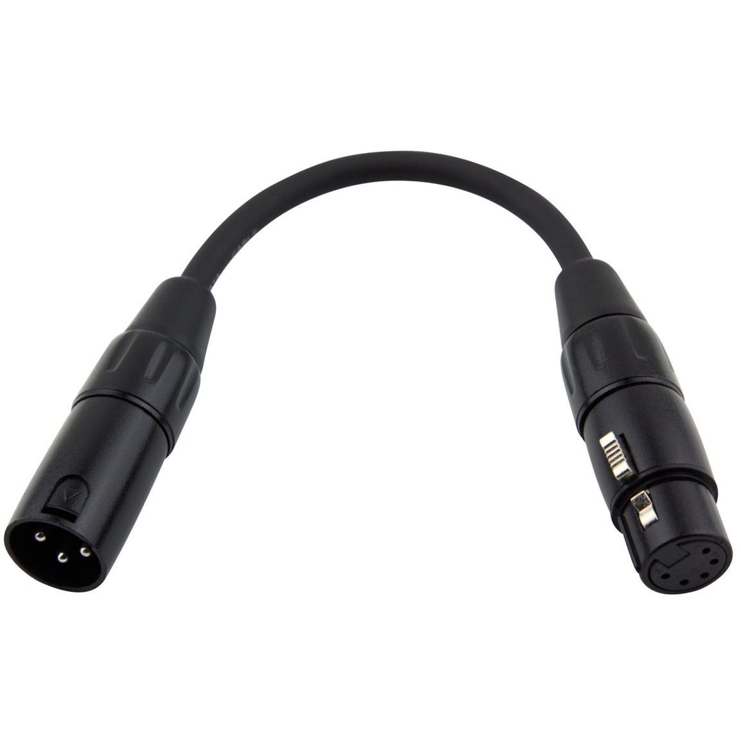 Pig Hog DMX 5-Pin to 3-Pin XLR Adaptor Cable, 6 Inch, DMX Male to XLR Female