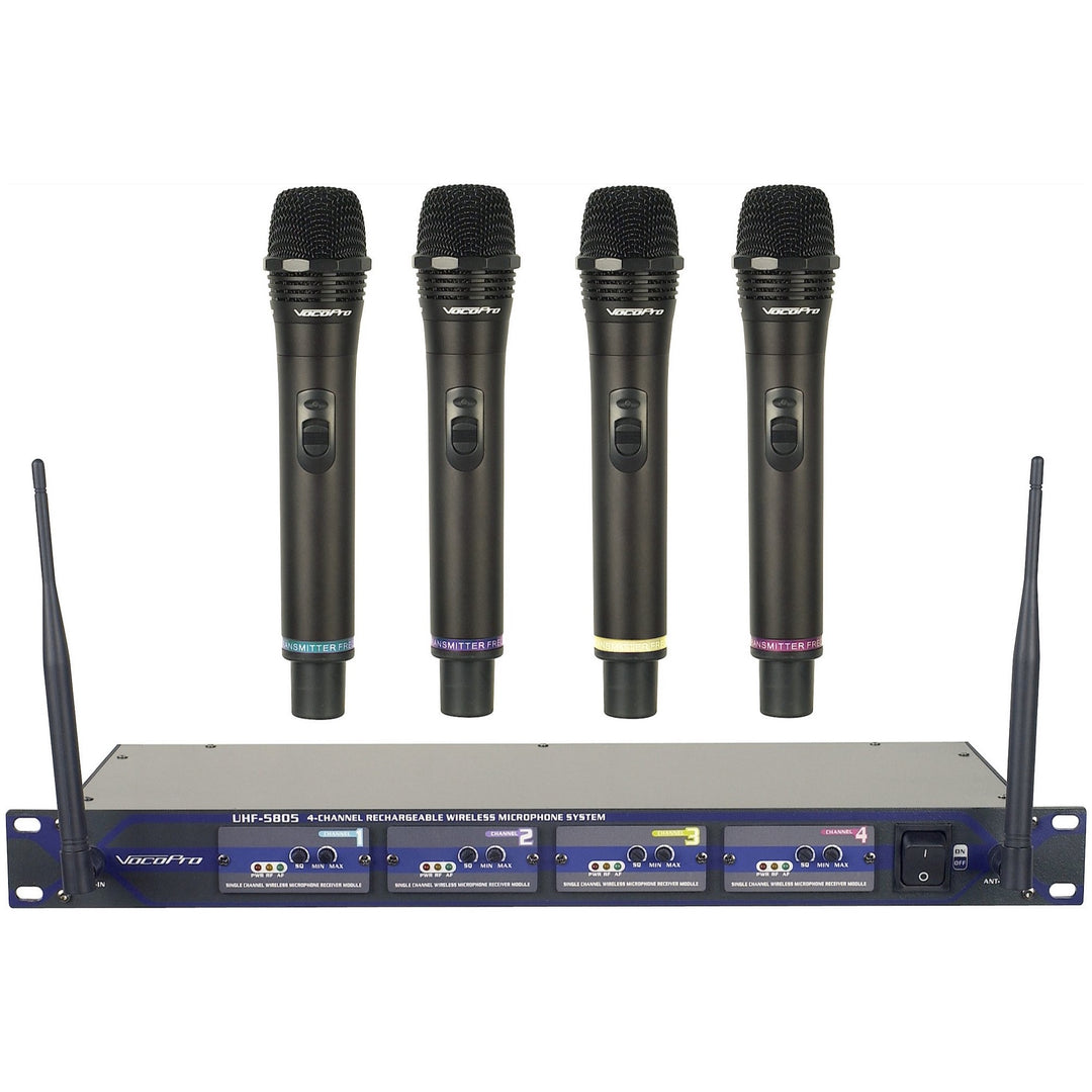 VocoPro UHF-5805 4-Channel Rechargeable Handheld Wireless Microphone System