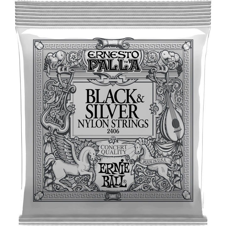 Ernie Ball Ernesto Palla Nylon Classical Guitar Strings, 2406, Black and Silver