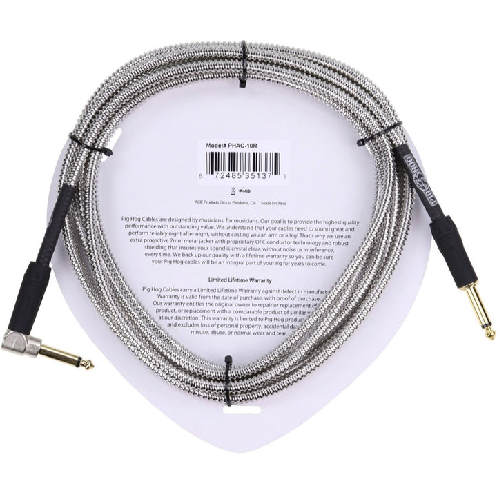 Pig Hog Armor Clad Right Angle Instrument Cable, 10 Foot