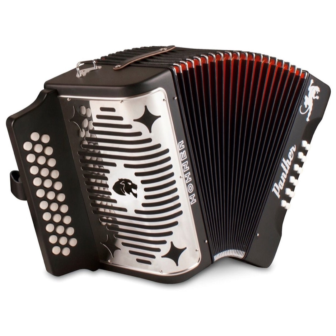 Hohner Panther Diatonic Accordion, Black, 3100FB, Key Combination F/Bb/Eb