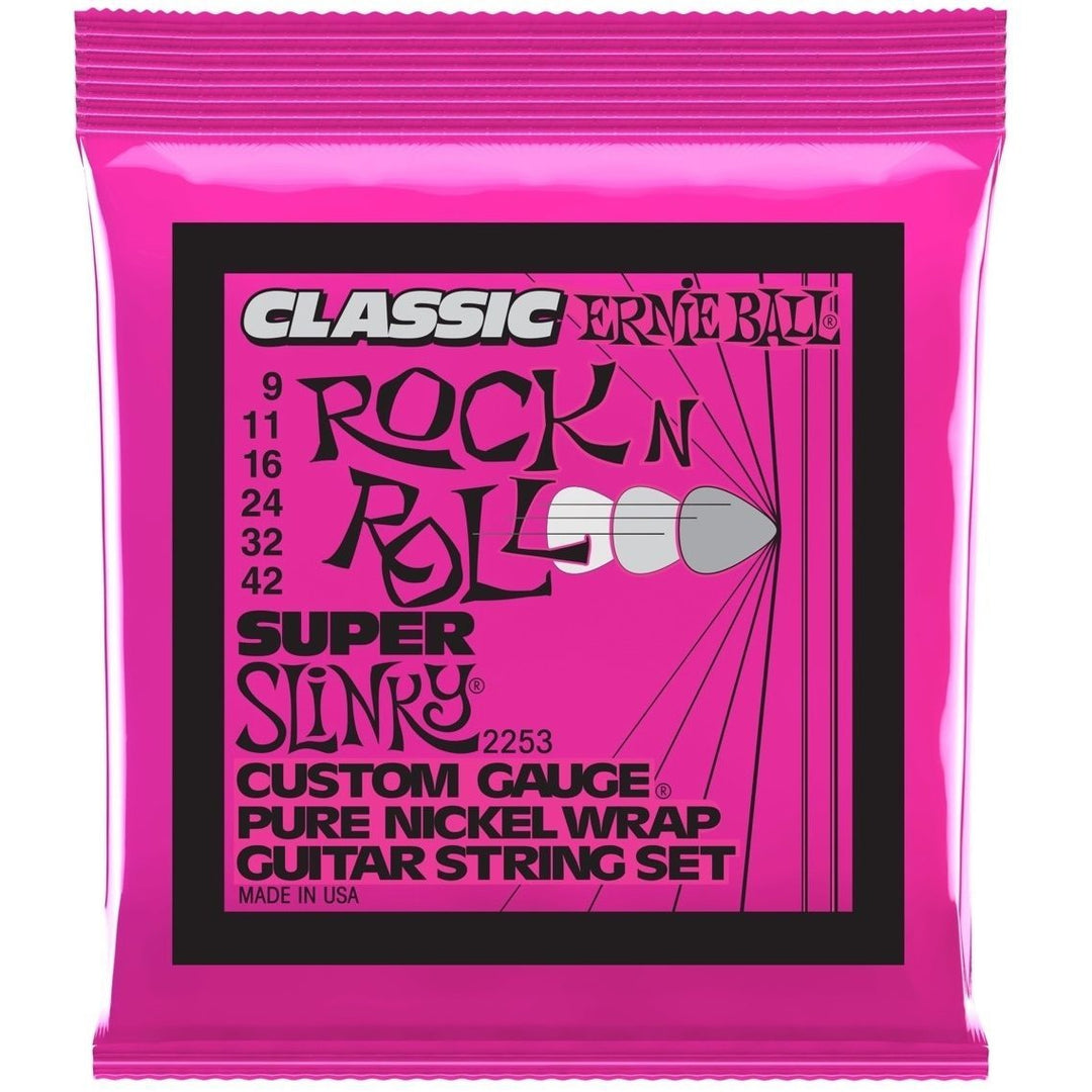 Ernie Ball Super Slinky Classic Rock n Roll Pure Nickel Wrap Electric Guitar Strings (9-42 Gauge)