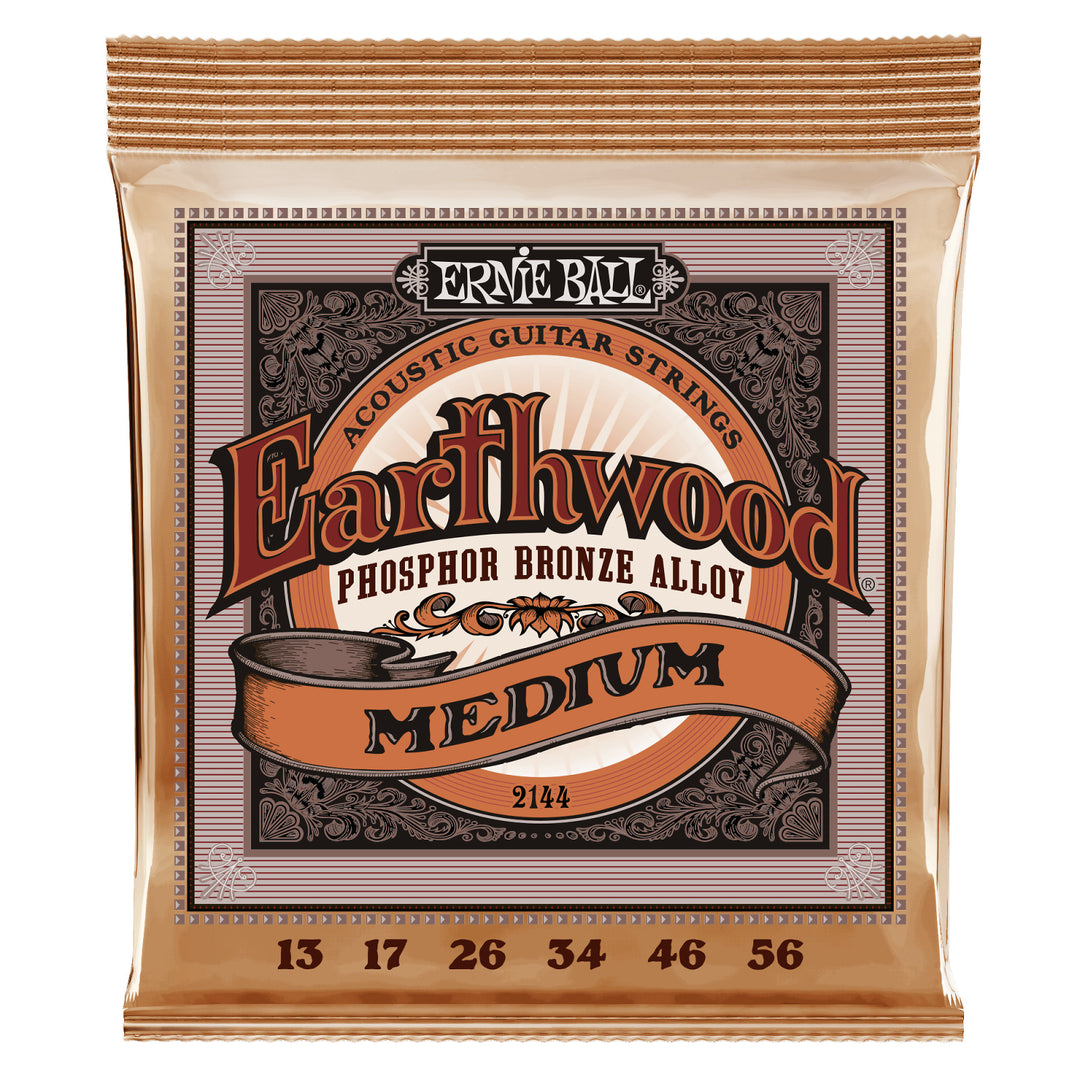 Ernie Ball Earthwood Phosphor Bronze Acoustic Guitar Strings, 2144, 13-56, Medium