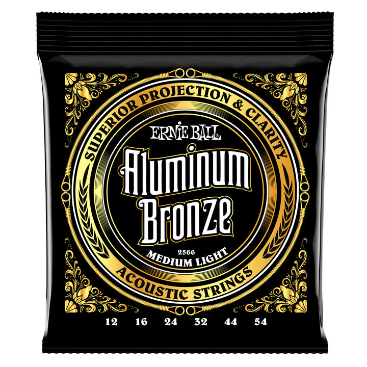 Ernie Ball Aluminum Bronze Acoustic Guitar Strings, P02566, Medium Light (12-54 Gauge)