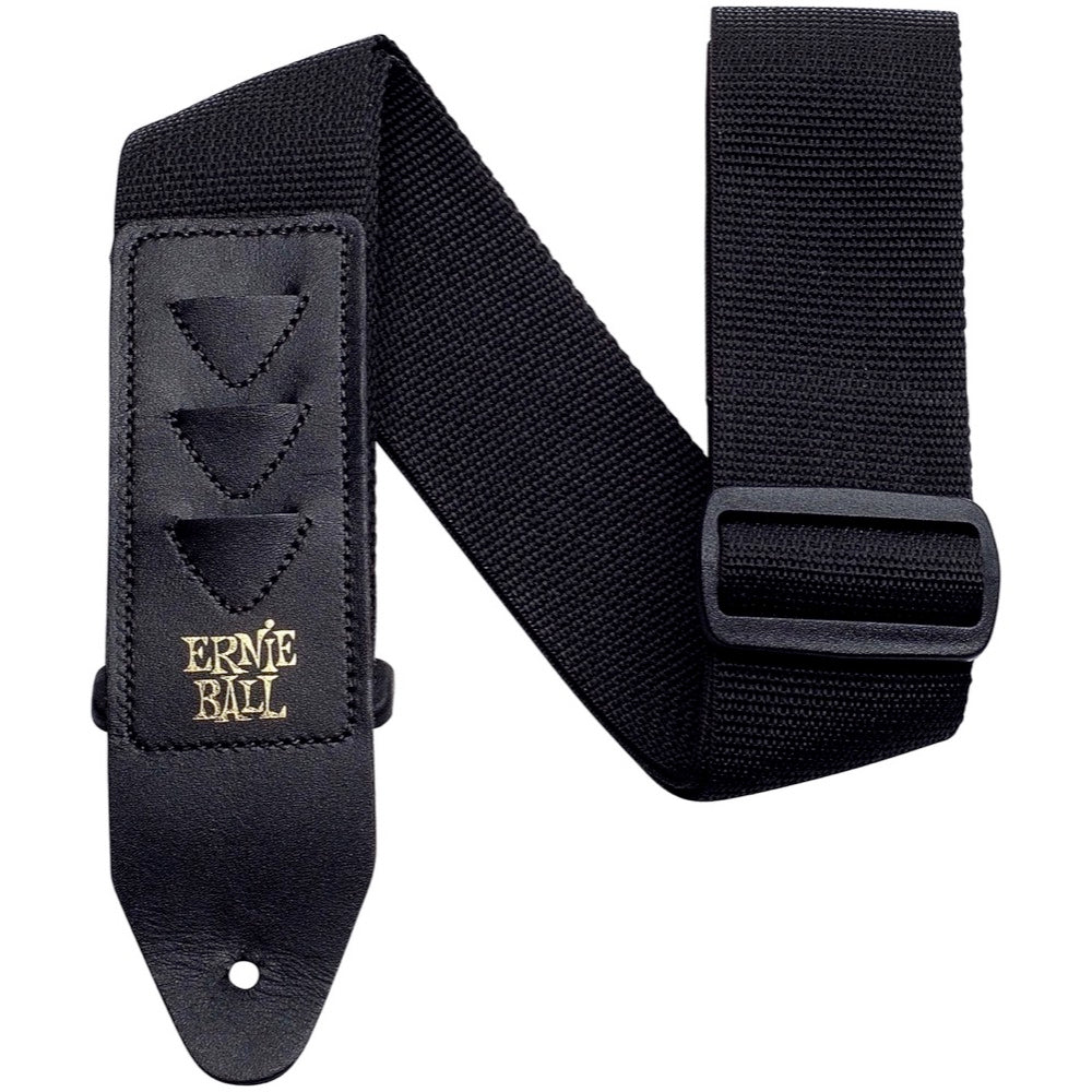 Ernie Ball Pick Holder PolyPro Guitar Strap, Black