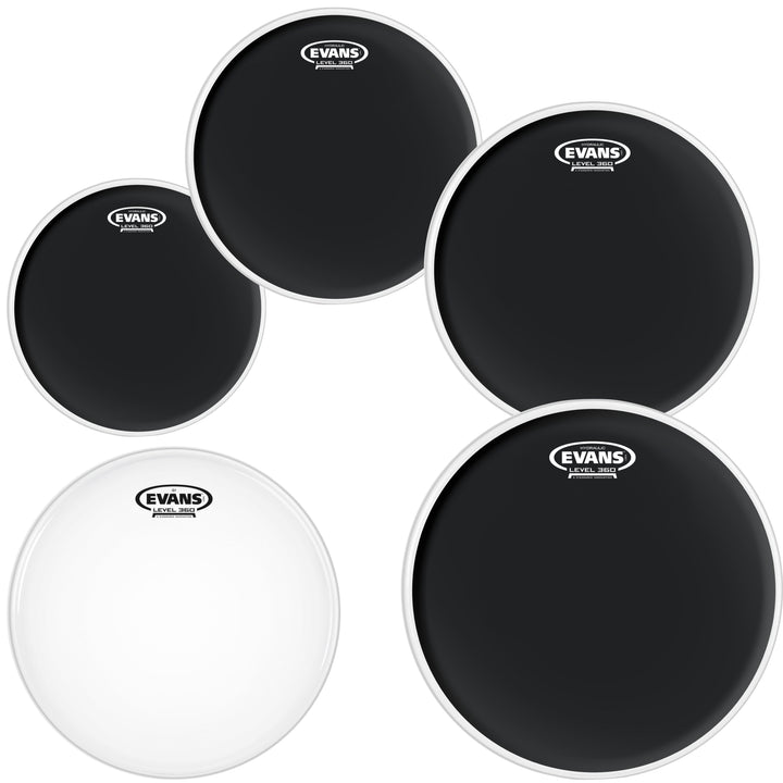 Evans Black Drumhead, Tom Pack: 10, 12, 14, 16 Inch Heads, with 14 Inch G1