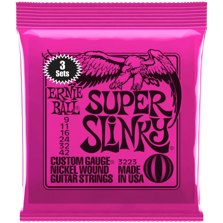 Ernie Ball Super Slinky Nickel Wound Electric Guitar Strings - 9-42 Gauge, 3-Pack