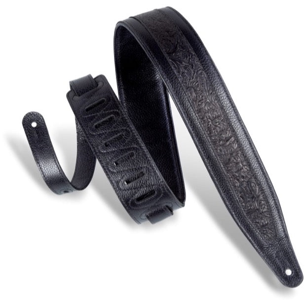 Levy's M317FG Leather Guitar Strap, Black