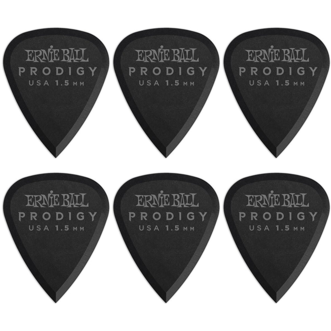 Ernie Ball Prodigy Standard Guitar Picks (6-Pack), Black, 1.5mm