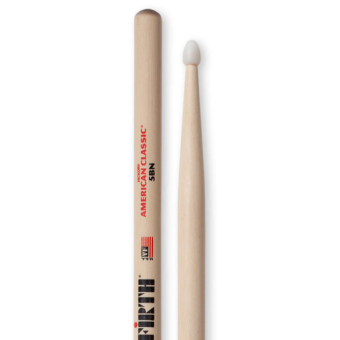 Vic Firth American Classic 5B Drumsticks, Natural, Nylon Tip, Pair