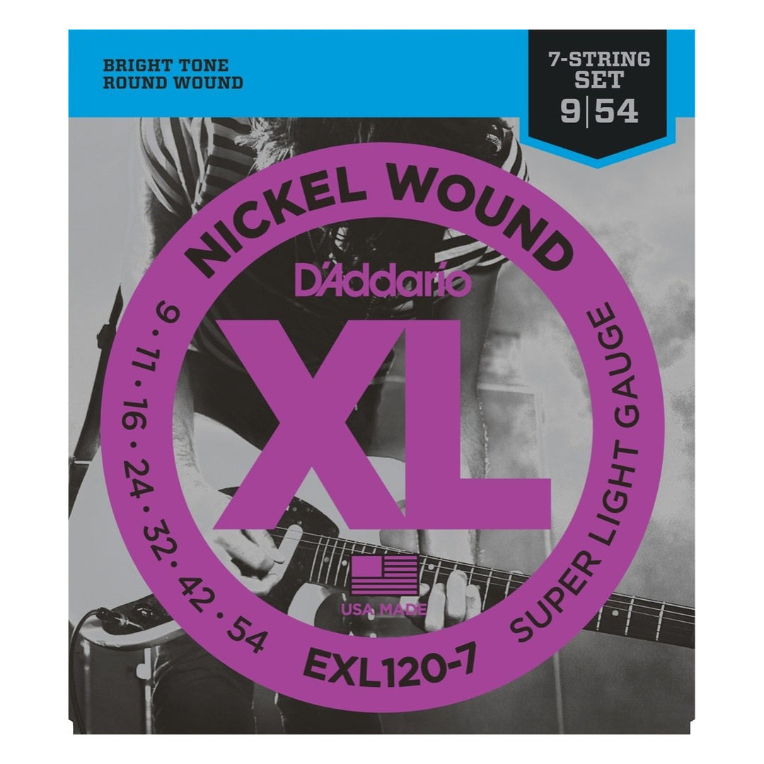 D'Addario EXL120-7 XL Electric Guitar Strings (Super Light, 7-String, 9-54)