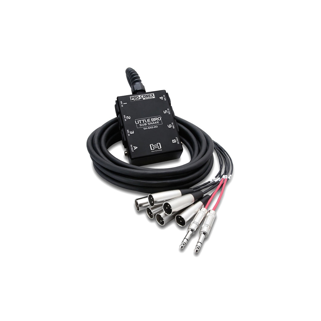 Hosa Little Bro Snake (XLR x 6, 1/4 Inch TRS x 2), SH6230, 30 Foot