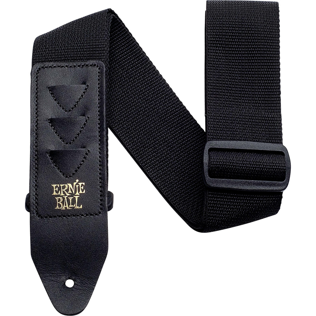 Ernie Ball Pick Holder PolyPro Guitar Strap, Black