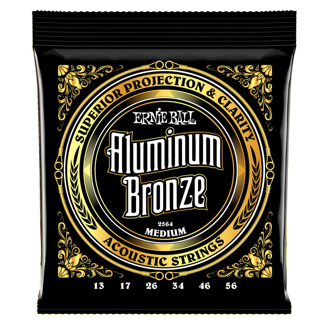 Ernie Ball Aluminum Bronze Acoustic Guitar Strings, P02564, Medium (13-56 Gauge)