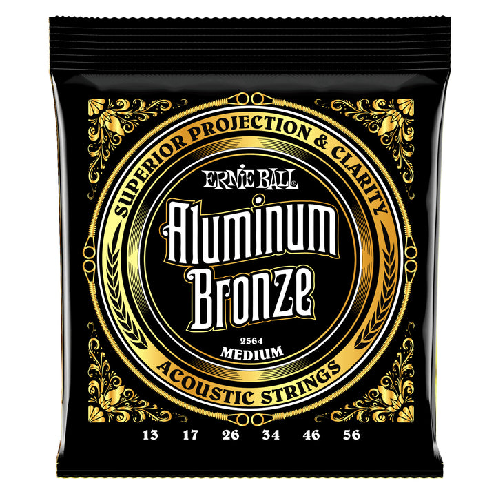 Ernie Ball Aluminum Bronze Acoustic Guitar Strings, P02564, Medium (13-56 Gauge)