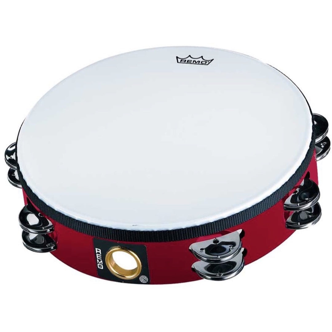 Remo Fiberskyn 3 Pretuned Head Tambourine (Double Row), Deep Red, TA-5210-52, 10 Inch