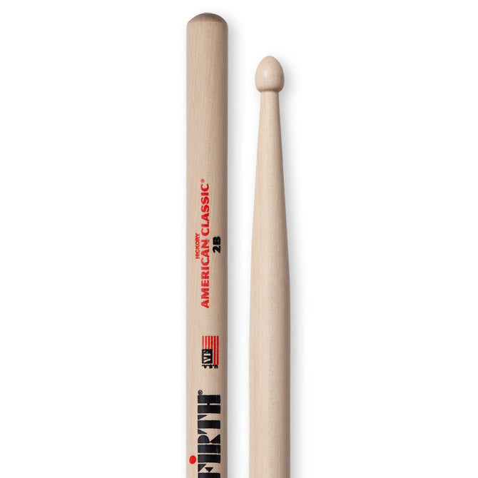 Vic Firth American Classic 2B Drumsticks, Wood Tip, Pair