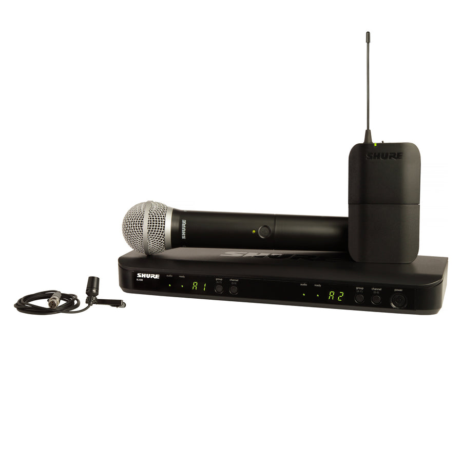 Shure BLX1288/CVL Combination Wireless CVL Lavalier and PG58 Handheld Microphone System, Band H10 (542-572 MHz)