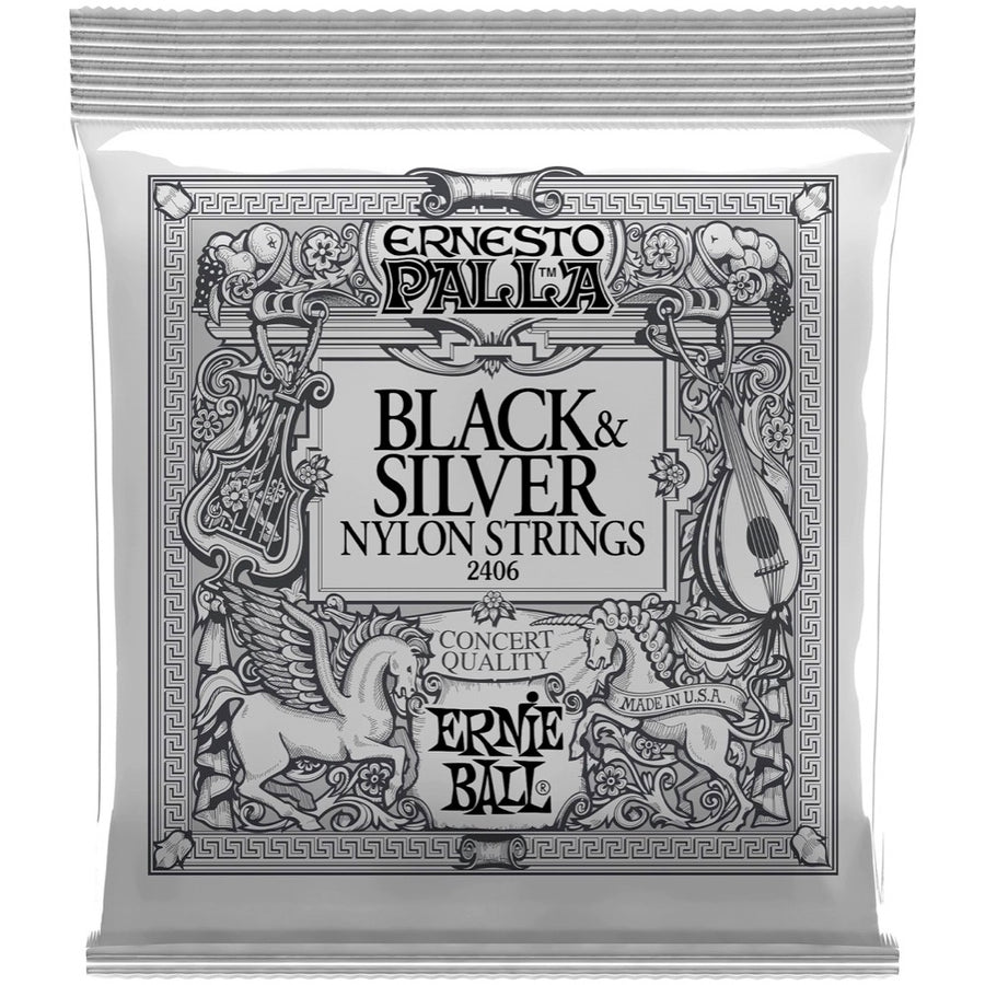 Ernie Ball Ernesto Palla Nylon Classical Guitar Strings, 2406, Black and Silver