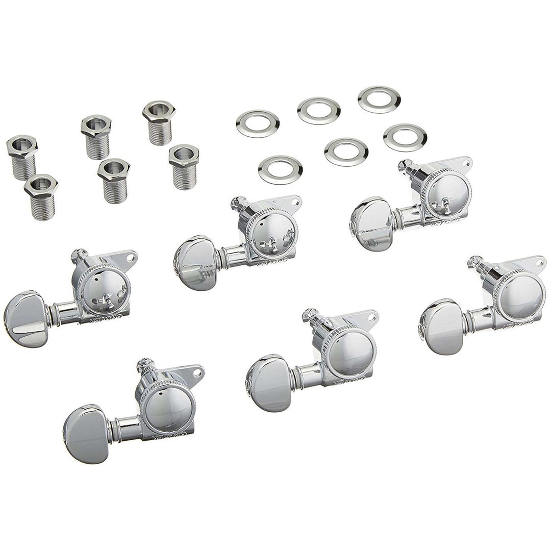 Grover 505 Series Mini Roto-Grip Locking Rotomatic Tuning Machines, Chrome, 505C6, 6 In-Line