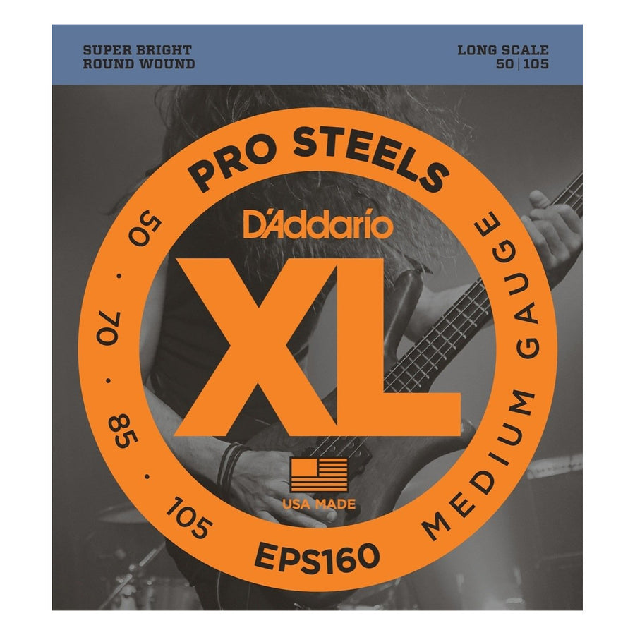 D'Addario EPS160 XL ProSteels Medium Gauge/Long Scale Bass Strings